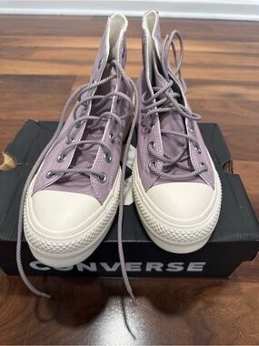 Converse High Top Sneakers in Lavender with White Toe Cap